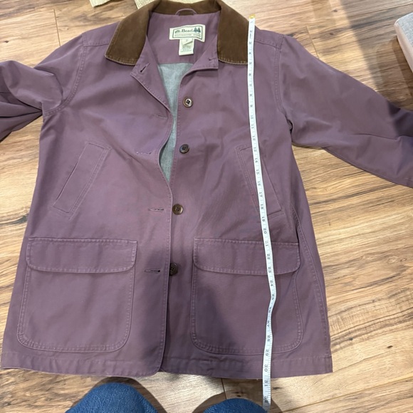 LLBean Barn Jacket Coat Vintage Purple Jacket with Corduroy Brown Collar - Picture 5 of 9